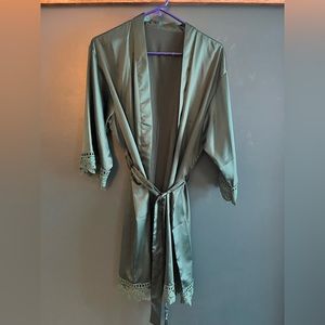 Dark Green Satin Robe